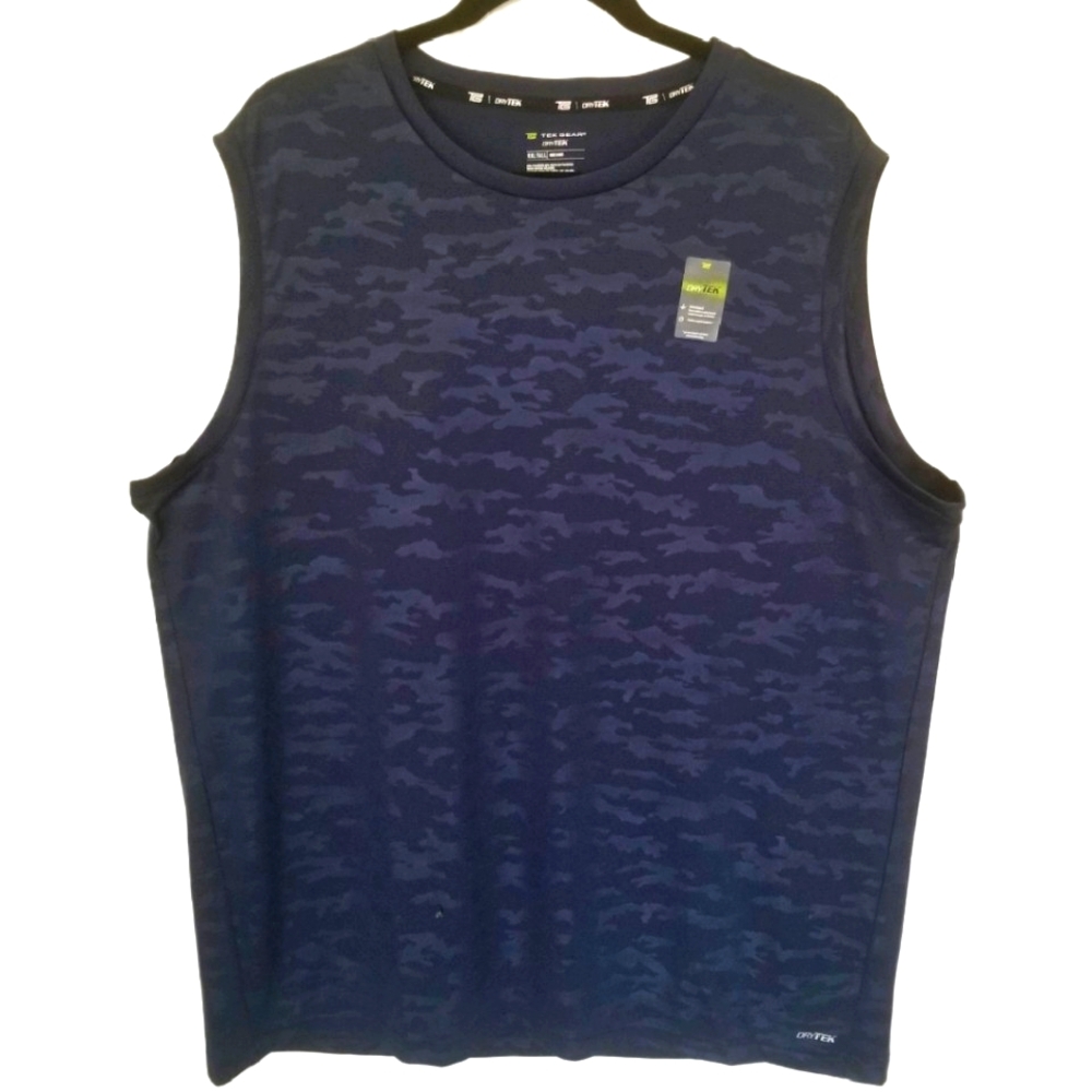 NWT Old Navy Men's Athletic Tek-Gear Navy Camo Design Sporty Muscle Shirt XXLT